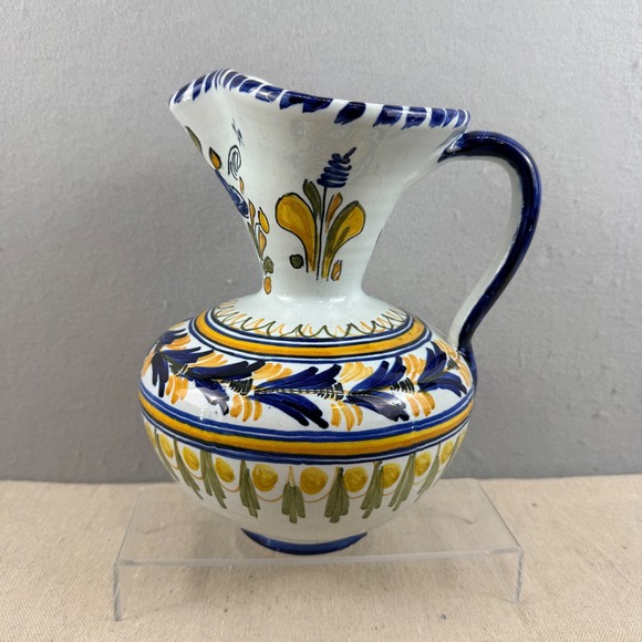 Other - Vintage Spanish Majolica Art Pottery Pitcher Signed VE Monogram Espana